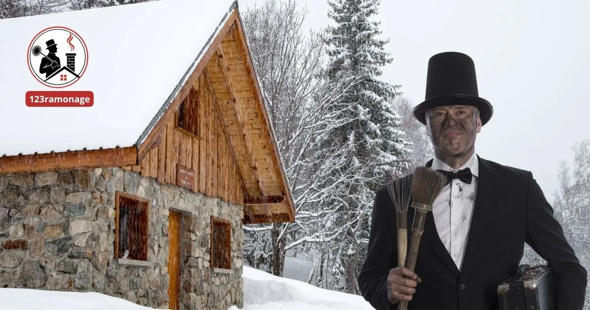Vérification du bon fonctionnement de cheminée par un ramoneur l'hiver